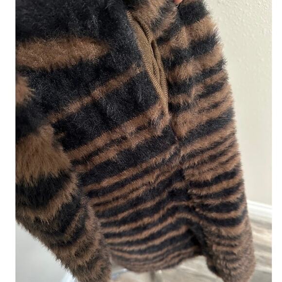 Sanctuary Statement Coat Zebra Stripe Brown and Black Size Small - Picture 7 of 9